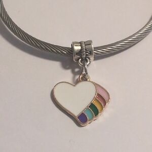 Rainbow Heart‎ Charm for Pandora Style Bracelet